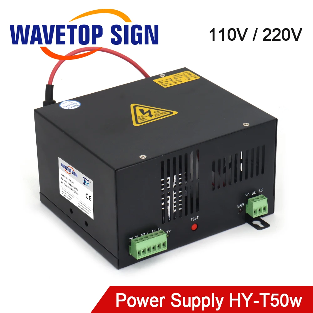 WaveTopSign 50 Вт CO2 лазерный источник питания HY T50 сочетающийся с лазерной трубкой