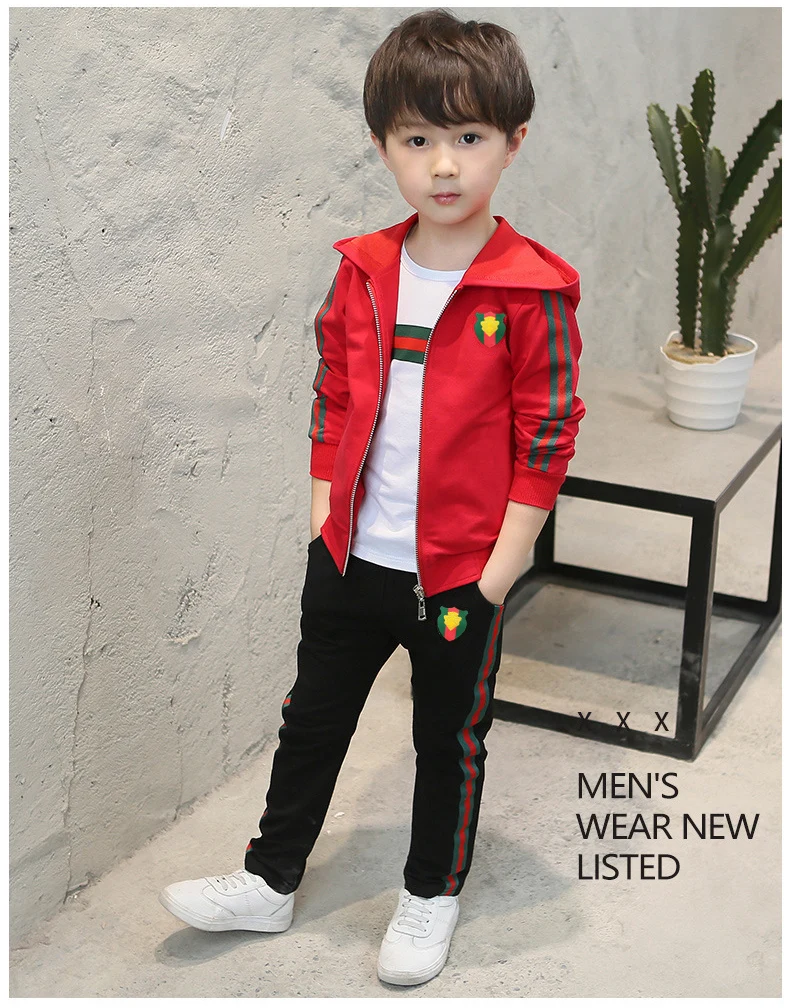 3 pcs Boys set Spring Autumn Girls Cotton Sport Jacket+pants +t-shirt Tracksuit chirdren Clothing Set WEAR for 4-12y | Детская одежда и