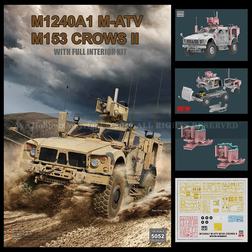 W/полностью внутри [Ryefield модель] RFM RM-5052/1001/2010/2012 1/35 M1240A1 M-ATV M153 CROWS II | Игрушки и хобби
