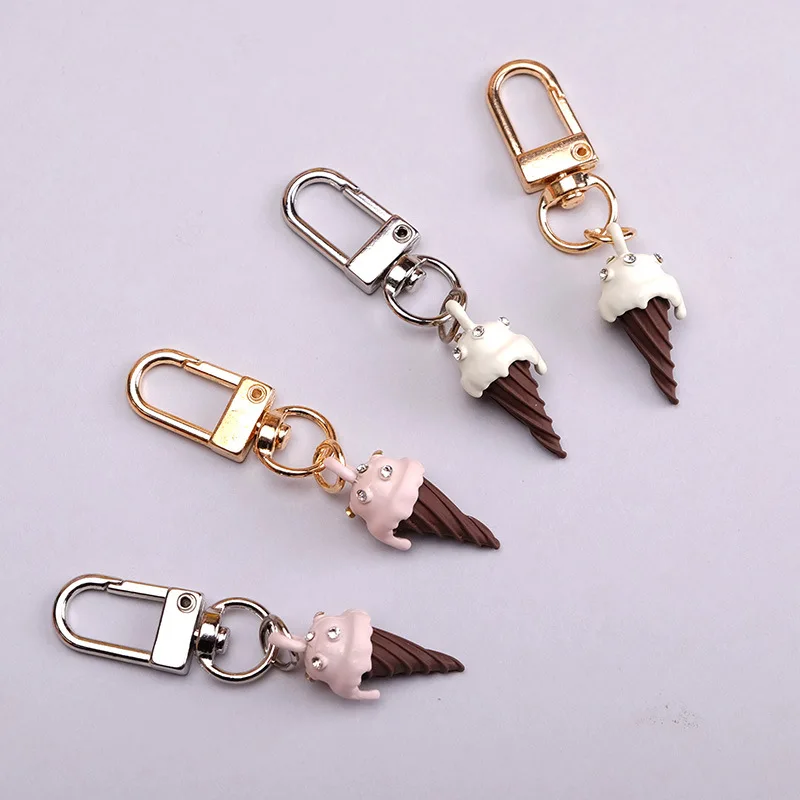 Новинка имитация милого мороженого стразы металлический брелок для ключей