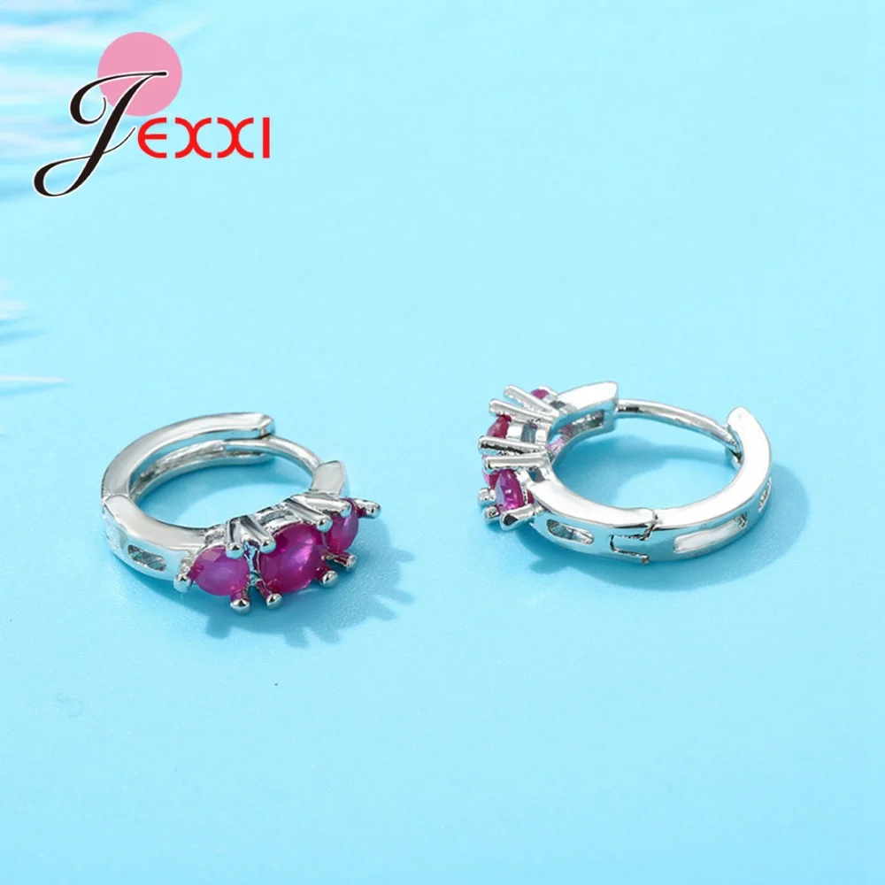 

Big Sale Latest Design Fashion Style Genuine 925 Sterling Silver Hoop Earrings With Bright CZ Crystal Super Cute Bridal Earrings