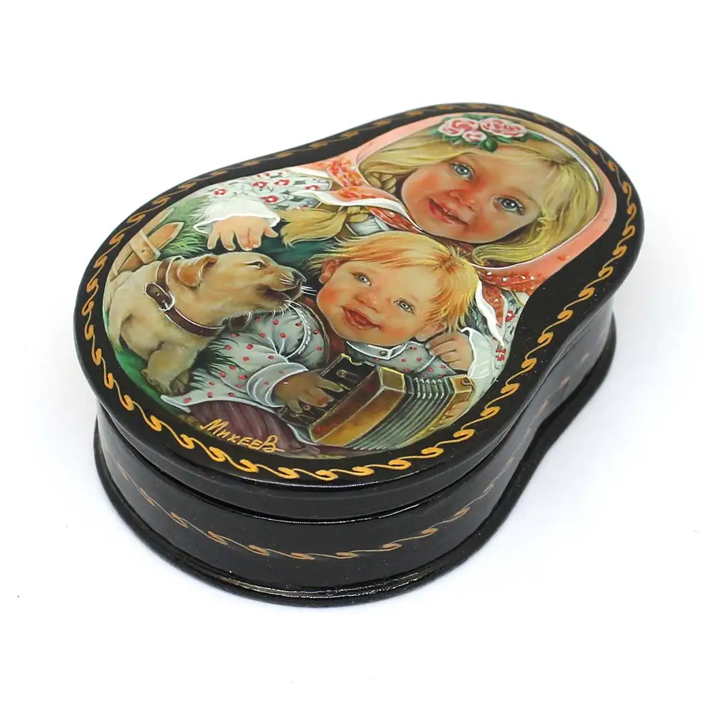 Шкатулка &quotДевочка с братом и собакой&quot Декупаж #168 |