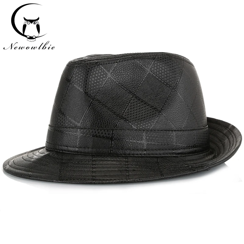 

Spring and autumn European and American fashion Plaid Pu hat outdoor warm retro comfortable leather hat