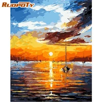 ruopoty frame sunset diy painting by numbers landscape picture by numbers for adults modern wall art decors canvas by numbers