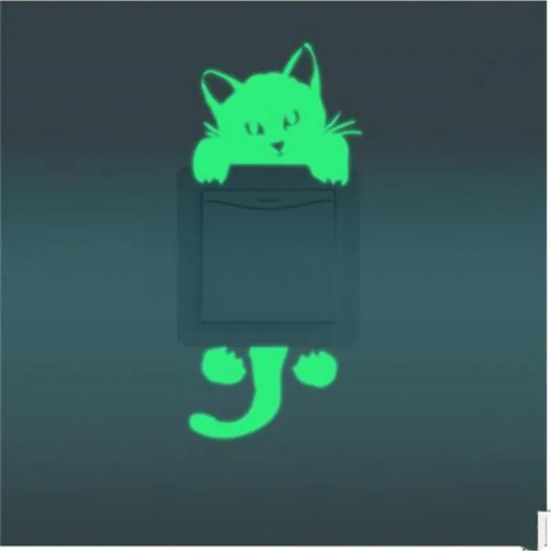 Cartoon Fairy Cat Bear Luminous Switch Sticker Wall for Kids Boys Girls Bedroom Bathrooms Decoration Light In The Dark | Дом и сад