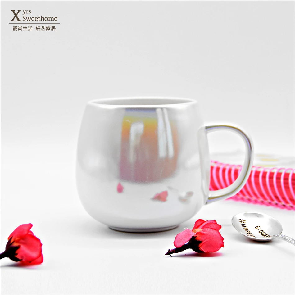 Керамическая чашка с перламутровой глазурью простая Скандинавская молочная