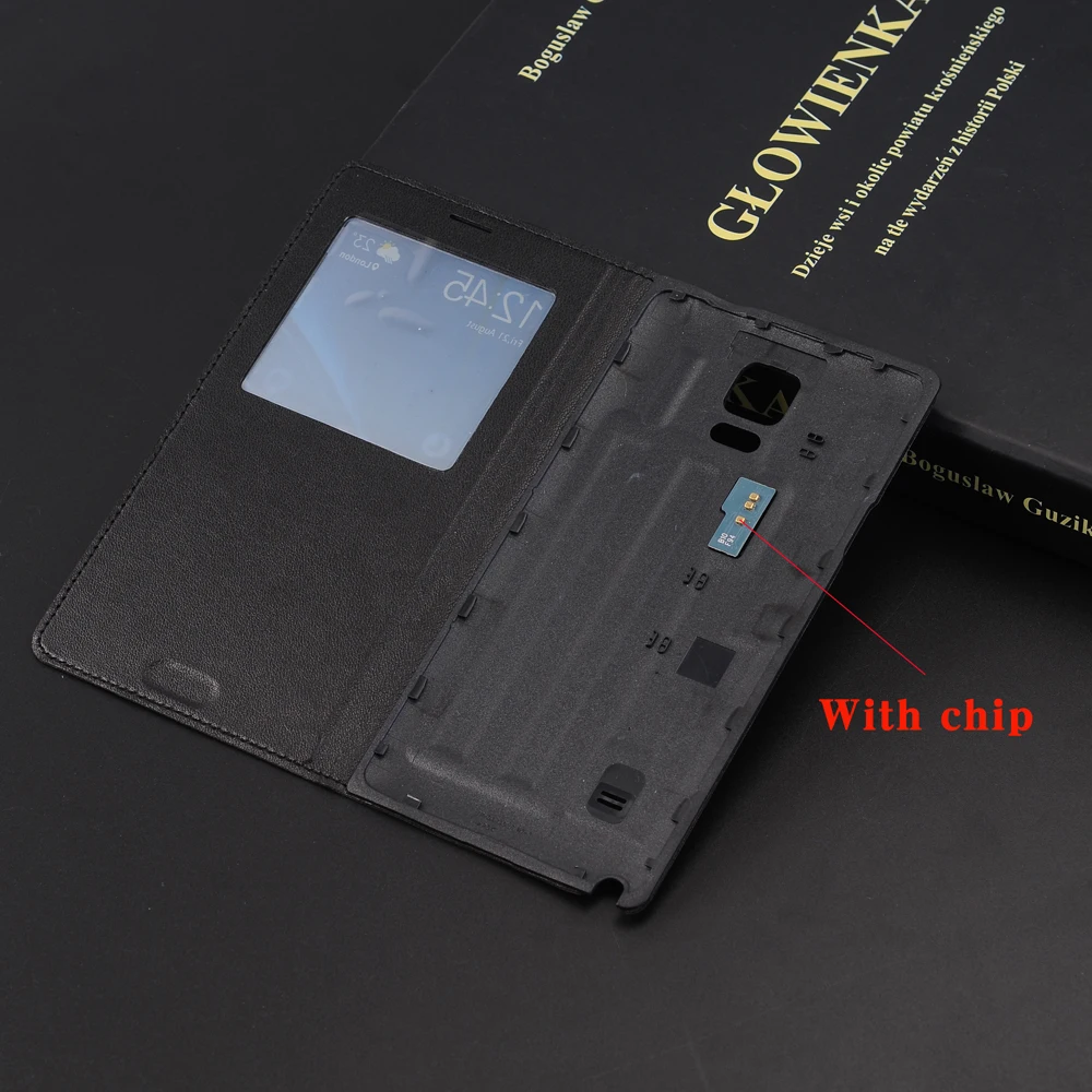 Кожаный флип чехол для телефона умный с оригинальным чипом Samsung Galaxy Note 4 Note4 N910 N910F