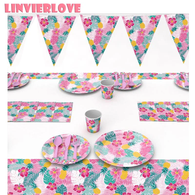 LINVIERLOVE 6 шт. вечерние одноразовые стаканчики для фестиваля ананаса салфетки