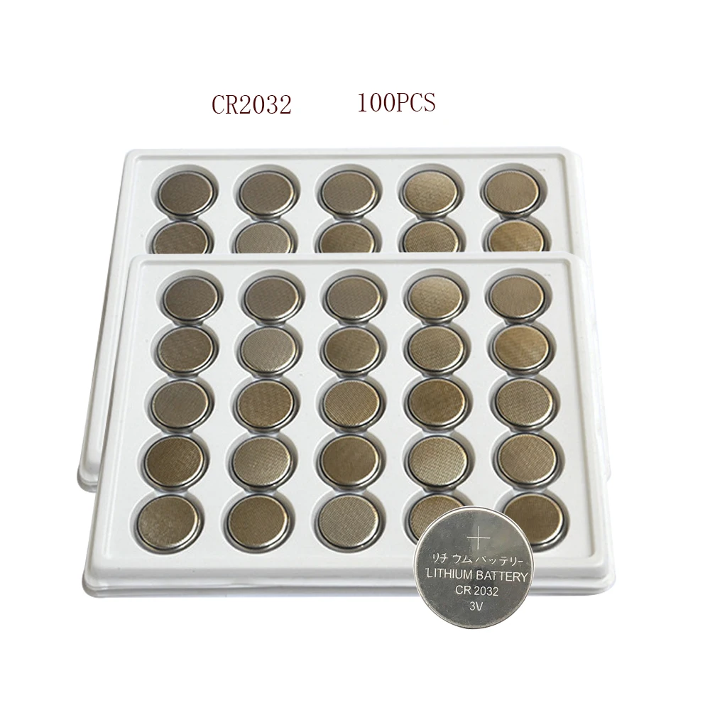 

100pcs 210mAh CR2032 Battery Button Cell Coin 3V Lithium Batteries CR 2032 BR2032 DL2032 ECR2032 For Watch Electronic Toy Remote
