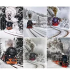 Картина из страз 5D сделай сам, зимний поезд, квадратная круглая мозаика для хобби, ручная работа, вышивка крестиком, украшение для дома