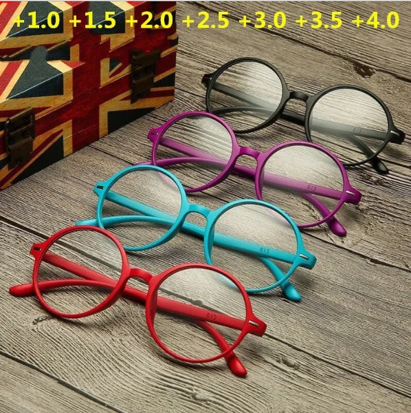 

4 Colors Unisex Reading Glasses Women Men TR90 Ultralight Resin Round Frame Hyperopia Presbyopic Eyeglasses Presbyopia Eyewear