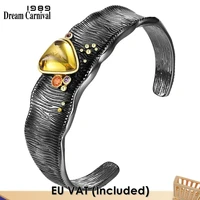 dreamcarnival 1989 new arrivals big cuff bracelet bangle for women black gold zirconia baroque party must have jewelry wb1254g