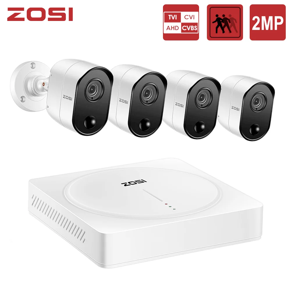 Система видеонаблюдения ZOSI H.264 PIR 8CH 1080P AHD TVI аналоговая водонепроницаемая IP66 |