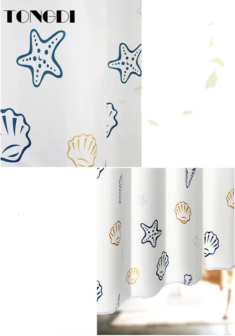 Водонепроницаемая занавеска для душа TONGDI Быстросохнущий шторка ванной комнаты