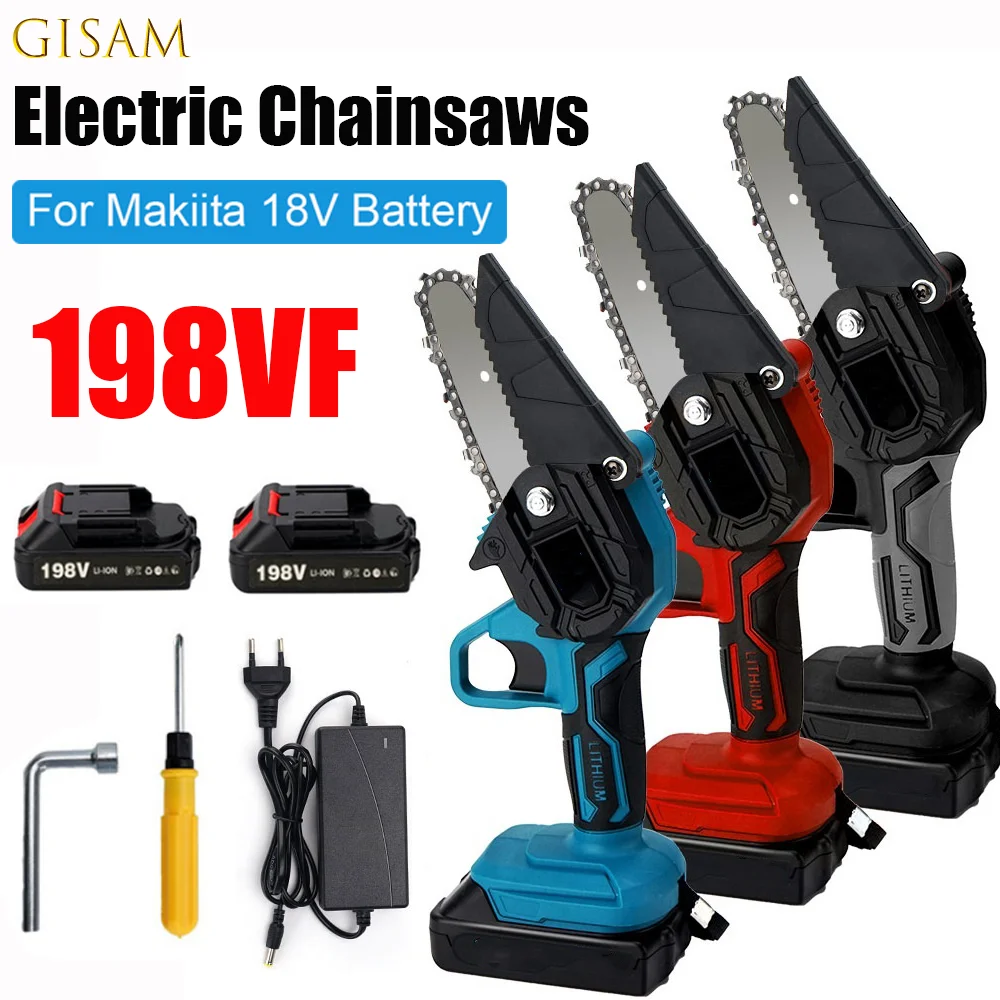 Мини Электрическая цепная пила Перезаряжаемые 4 дюйма 198V деревообрабатывающий