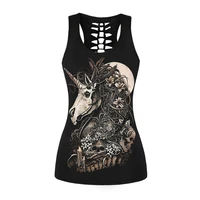 plus size 2021 summer summer fashion tops for women 3d skull print sleeveless shirt summer vest shirt casual tank tops