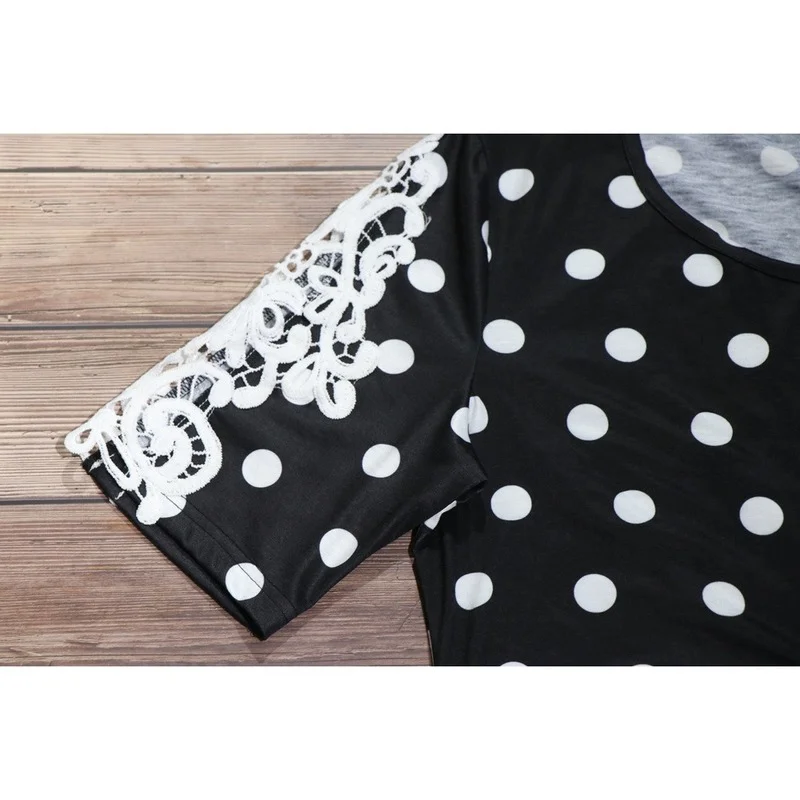 

Summer Women's Women's Polka Dot Printed Summer Blouse Short Sleeve Tops White Black Slim Casual Breathable