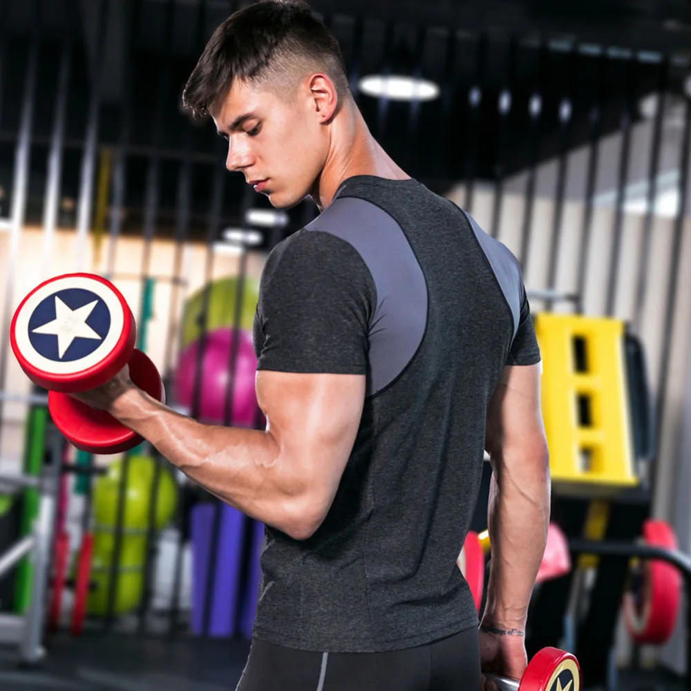 

Новая Спортивная майка для мужчин, колготки для фитнеса, быстросохнущие, для бега, для тренажерного зала, стрейчевая футболка для фитнеса, л...