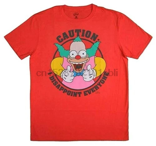 Винтажная футболка с надписью The Krusty Clown Caution|Мужские футболки| |