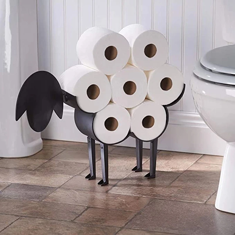 

Bathroom Decoration Roll Paper Holder Free-Standing Tissue Storage Rack Animal Wall-mount Toilet Paper Organizer Sheep Iron Tool
