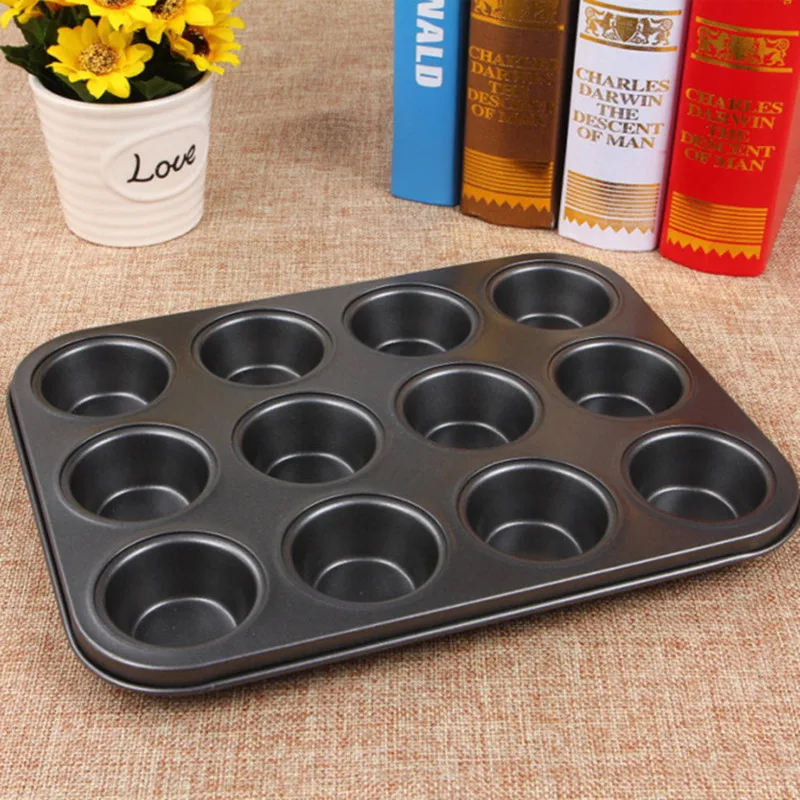 

Non-stick Round 12 Cup Muffin Cake Mold Egg Tart Baking Pan Tray Baking Tools