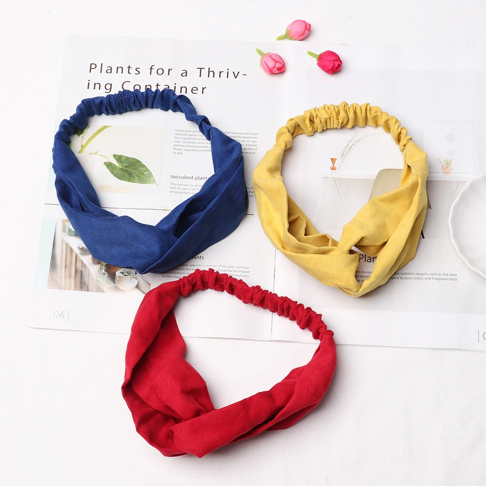 Эластичный узлом спортивная повязка на голову модные замшевые Нескользящие