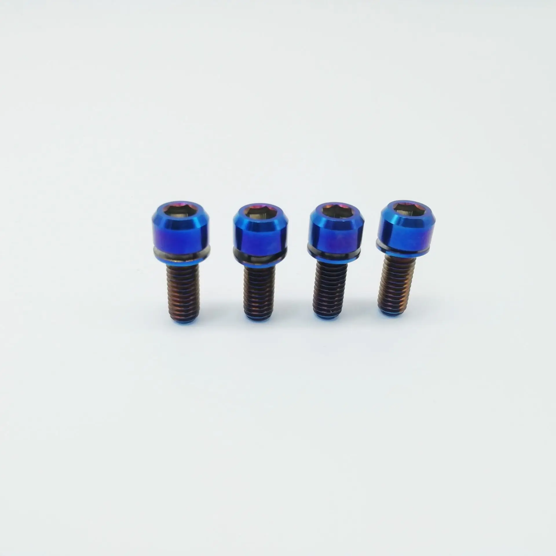 4PCS Burning blue M6x16mm GR5 Titanium Ti Column Head Bolts & Washer  For Bicycle Disc Brake Adapter