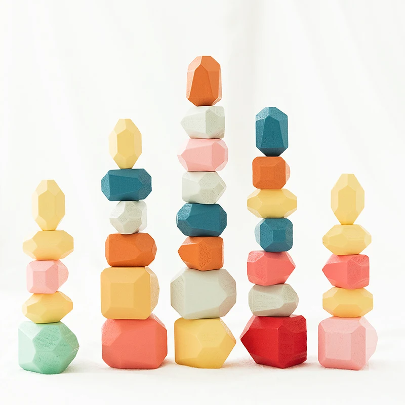 

36PCS Colored Pine/Beech Stone Jenga Building Block Educational Toy Baby Stacking Game Balancing Stone Jenga Wooden Toy For Kids