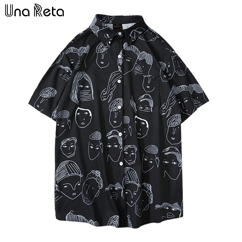 Мужская летняя рубашка Una Reta с коротким рукавом гавайская пляжная в стиле ретро