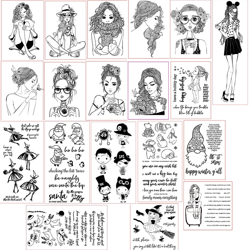 Прозрачный силиконовый штамп для девочек на Рождество Хэллоуин печать