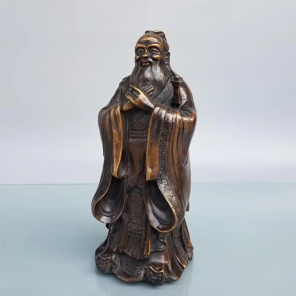 

Home Decor 21" Chinese Seikos Bronze Confucius statue Founder of Confucianism Confucius Institute politician Educator