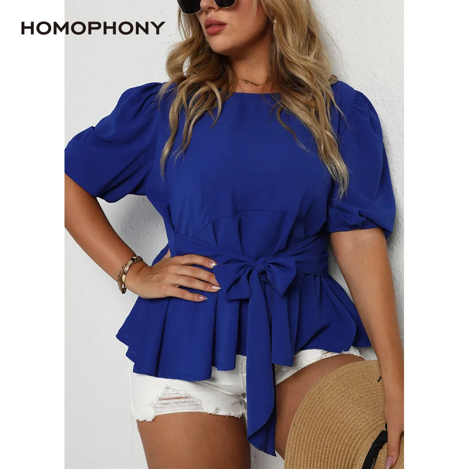 Женская блузка и рубашка Homophony зеленая винтажная с круглым вырезом коротким