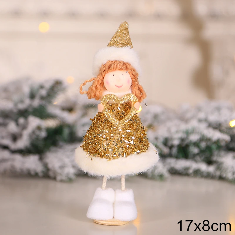0140-2 Gold love Год Рождественский Ангел-девочка мальчик куклы орнамент с рождественской елкой Noel рождественские украшения для дома Kerst Navidad детский подарок - Цвет: 0140-2 Gold love