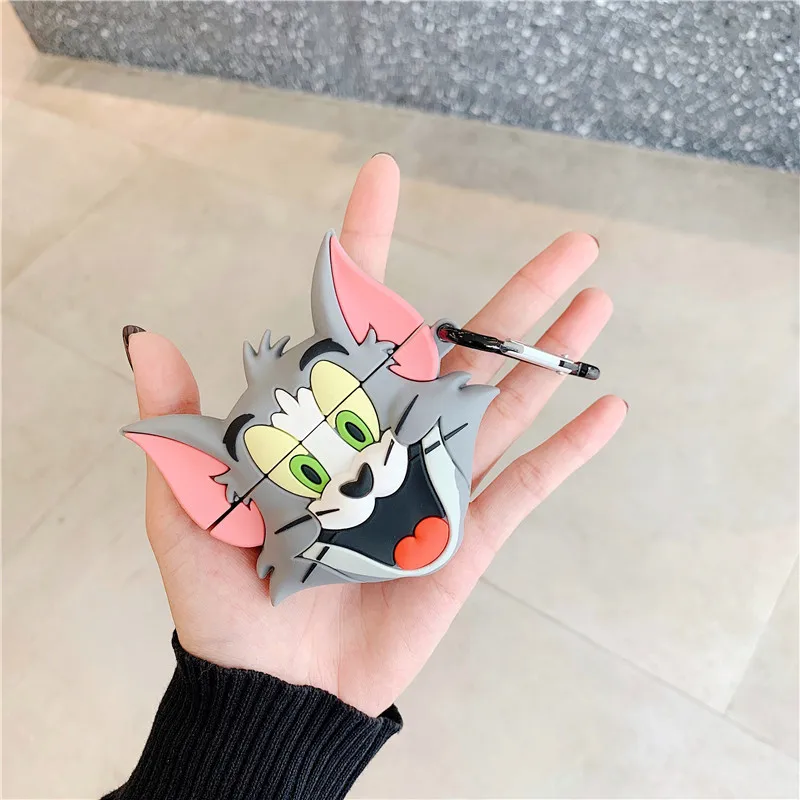 3D Cute Cartoon Tom Cat and Jerry Mouse Lovely Silicone Protection Earphone Accessories Cover Cases For Apple Airpods 1/2 Case |