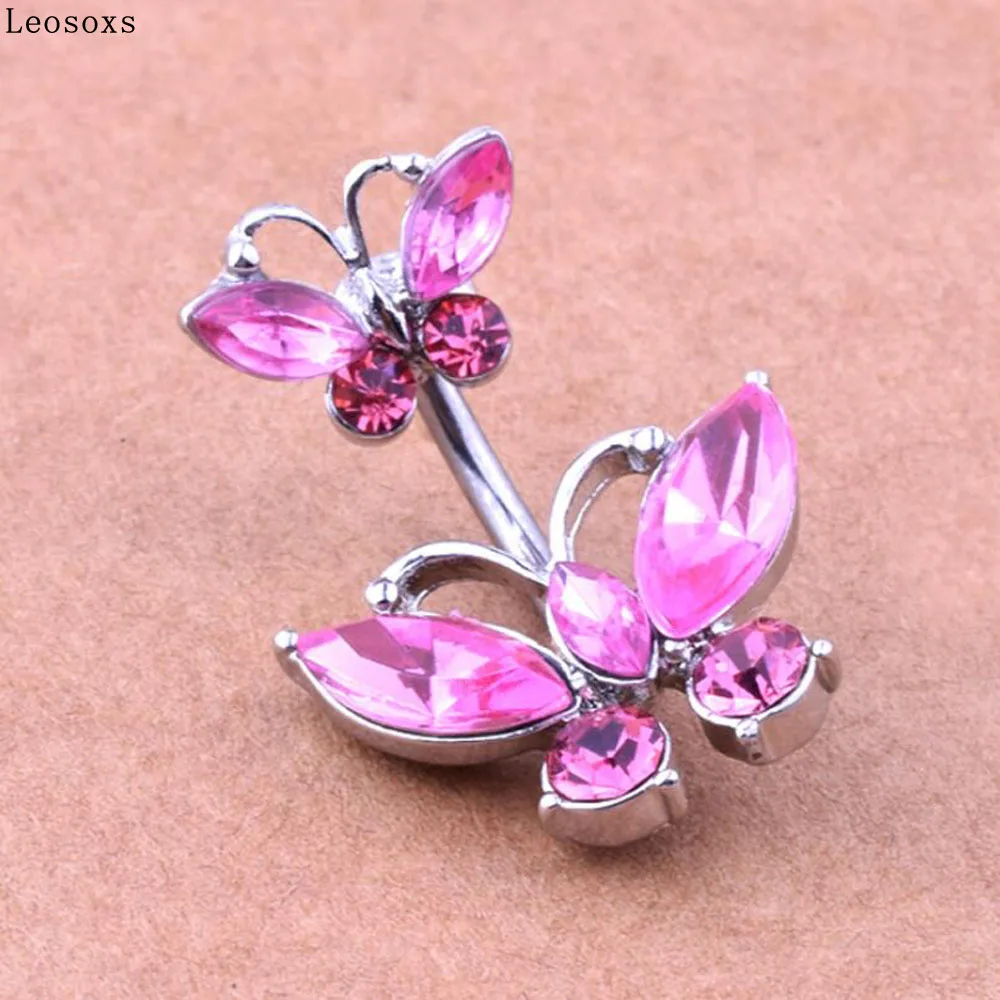 

Leosoxs 1piece Fine Piercing Jewelry Shiny Butterfly Navel Ring Navel Button Explosion belly button rings