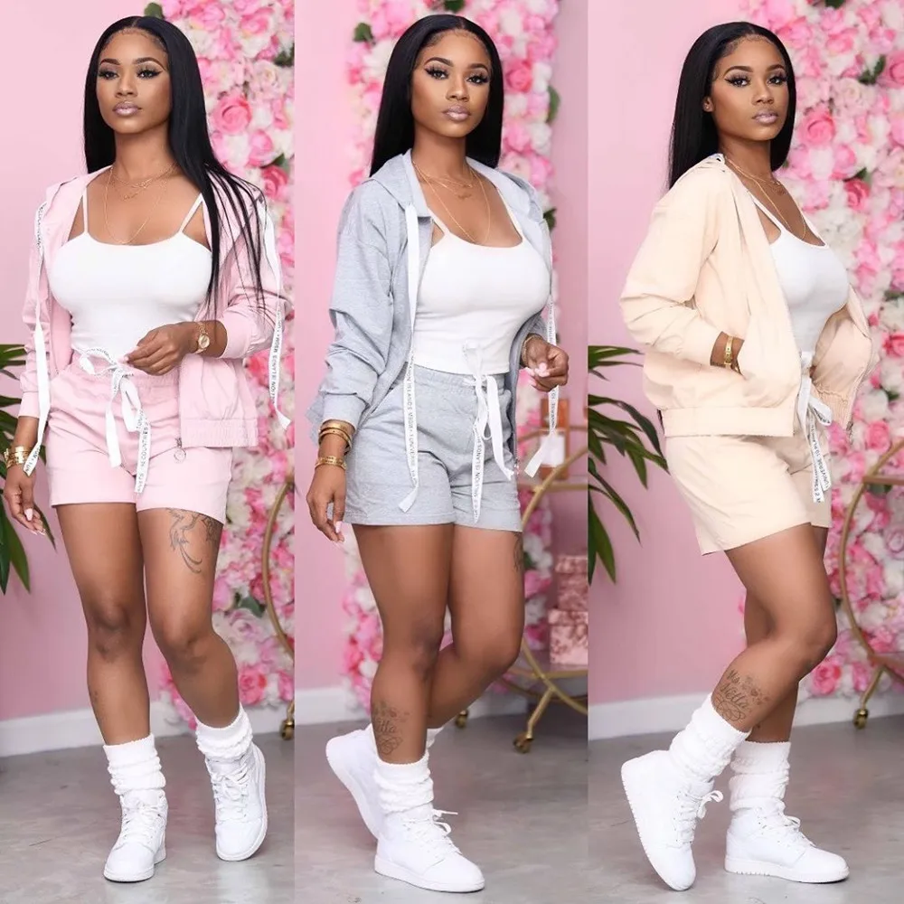 

Women's Cute Sports Hooded Two-Piece Suit