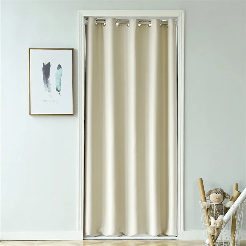 1PCS Grommet Top Solid Color Blackout Door Curtain For Living Room Divided Doorway Drapes Modern Thermal Insulation Cloth WP092H | Дом и сад