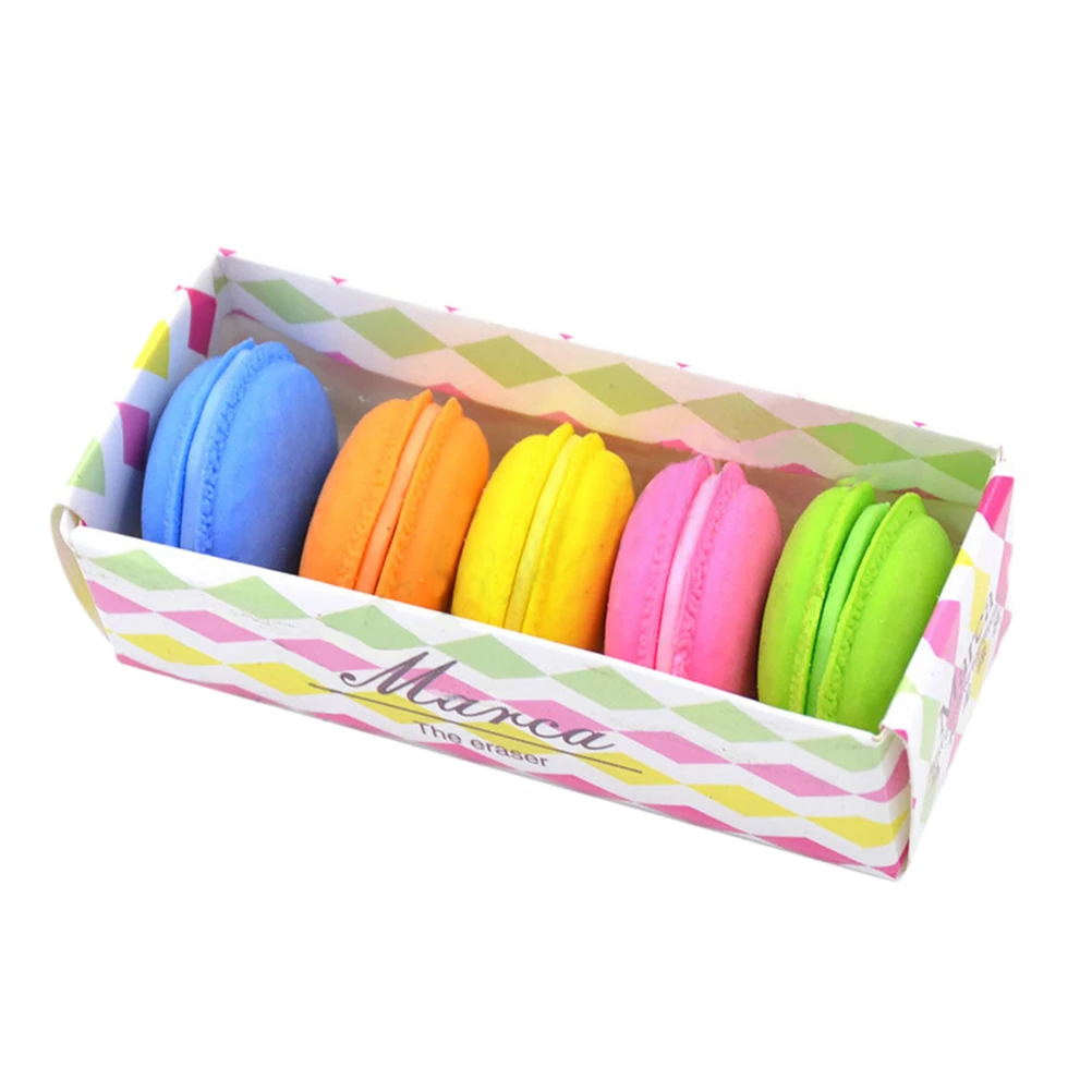 

5Pcs Macaron Rubber Eraser Creative Kawaii Stationery School Supplies Papelaria Gift For Kids 2.8 *1.7cm