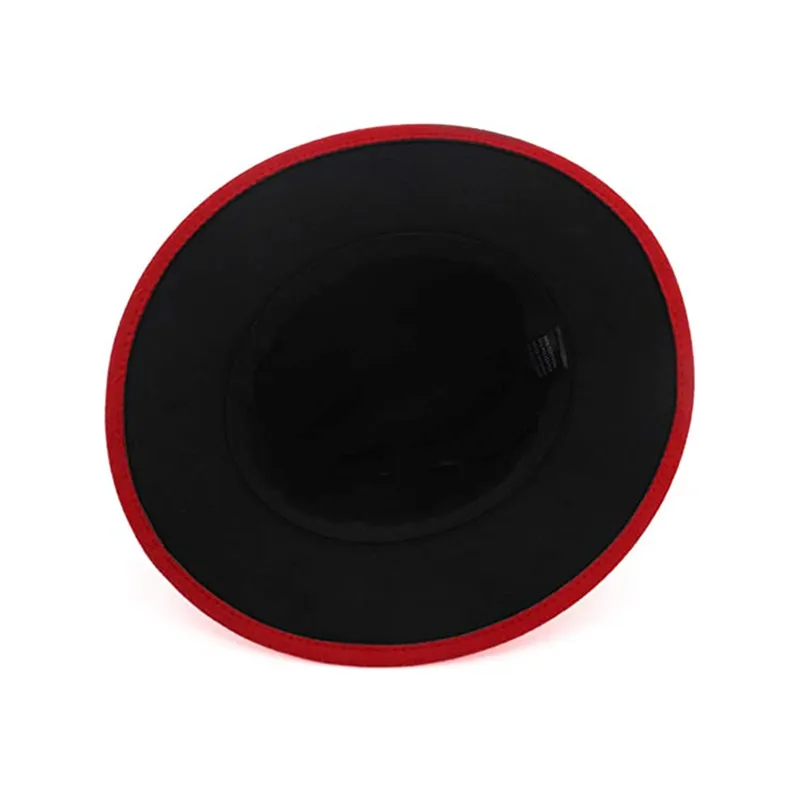 

Patchwork Wool Felt Jazz Fedora Hat Women Brown Belt Unisex Wide Brim Panama Party Trilby Cowboy Cap Men Gentleman Wedding Hat