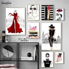 Скандинавская Мода, художественная Настенная картина на высоком каблуке с губной помадой для девушек, минималистичные плакаты и принты для украшения комнаты для девочек