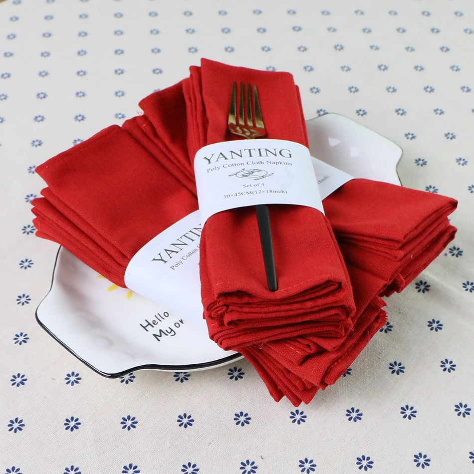 

30x45CM Set of 4/12 Pack Durable Cloth Napkins Polyester Cotton Fabric Reusable Table Mat for Kitchen Dining Wedding Decoration