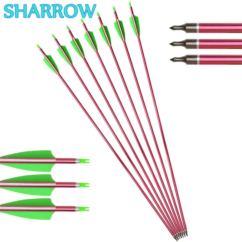 6/12 шт. 30 &quotстрельба из лука Алюминий стрелки позвоночника 500 Nocks винт советы по
