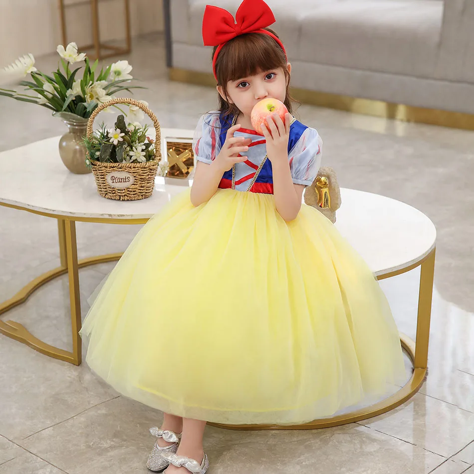

Deluxe Snow White Costume for Girls Halloween Party Ball Princess Dress Children Carnival Christmas Outfit Clothes 3 6 8 10 Year