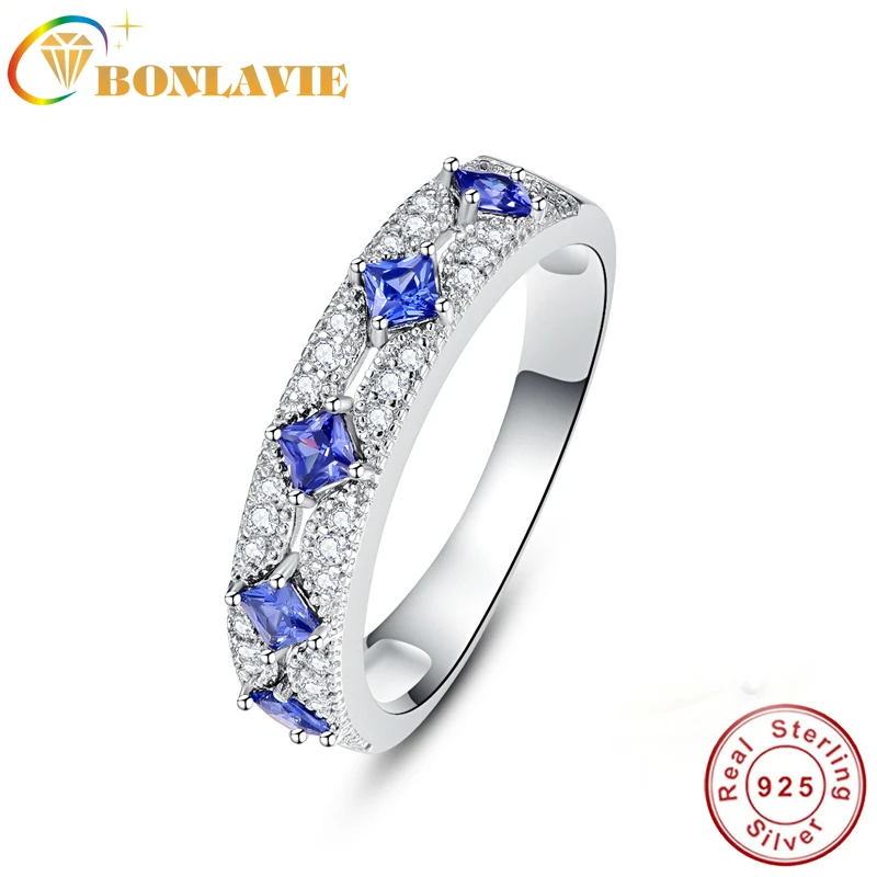 

Новинка, кольца на палец из серебра 100% 925 пробы, кольца с голубым сапфиром, на годовщину свадьбы, хороший подарок, брендовые ювелирные издели...