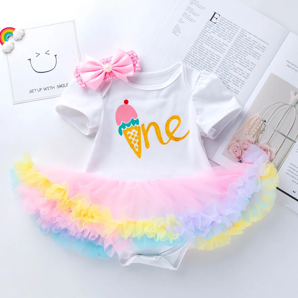 Одежда для новорожденных летнее платье девочек наряд первого дня рождения