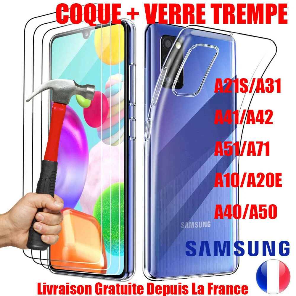 

Coque Antichoc+Film Protection Verre Trempé For Samsung Galaxy A10 A20e A21s A51 A71