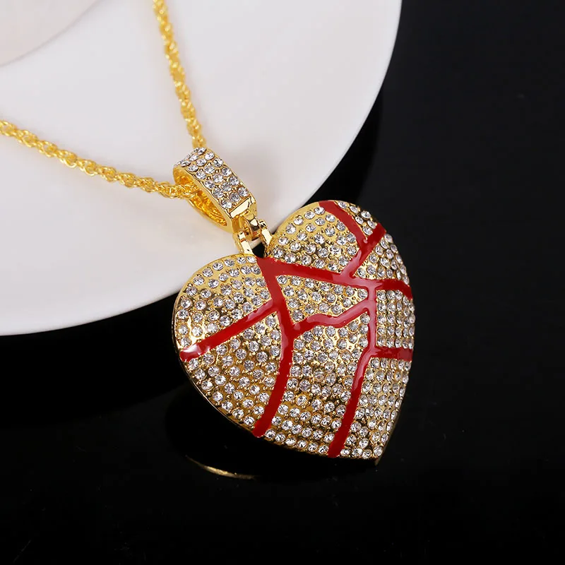 Массивное ожерелье с подвеской в виде трещин и сердца для женщин мужчин