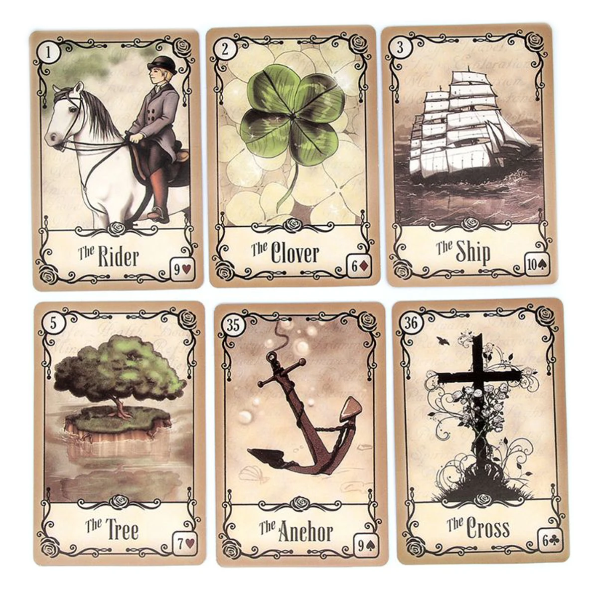 

39 Cards Under the Roses Lenormand Oracle deck Card Game English Version Divination Fate Board Game Cards With PDF Guidebook
