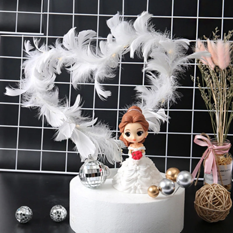 Королева Корона черный жемчуг Торт Топперы Ангел перо светильник струнный торт