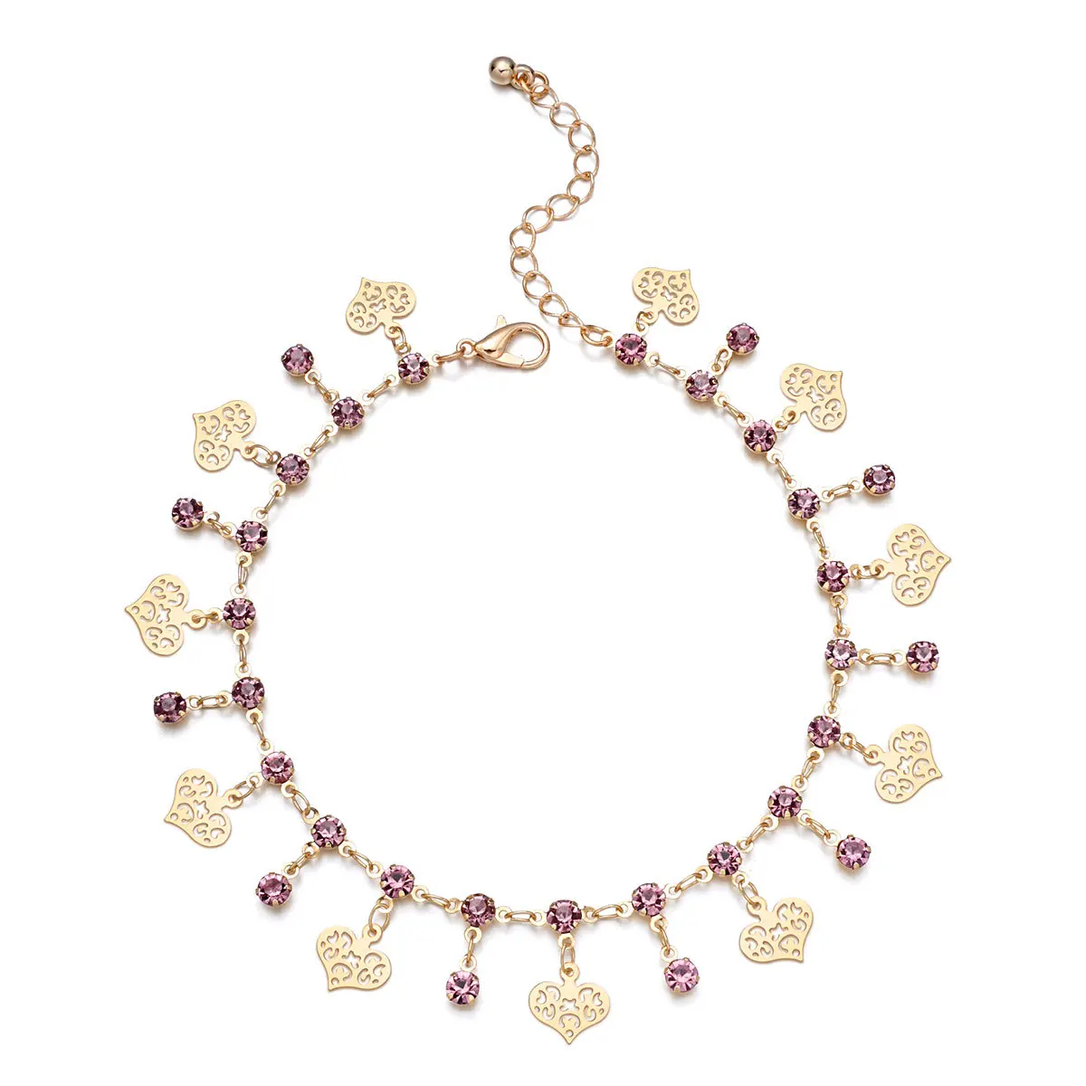 

Sumitong new beach foot chain fashion gem peach heart lady handmade chain designer K299